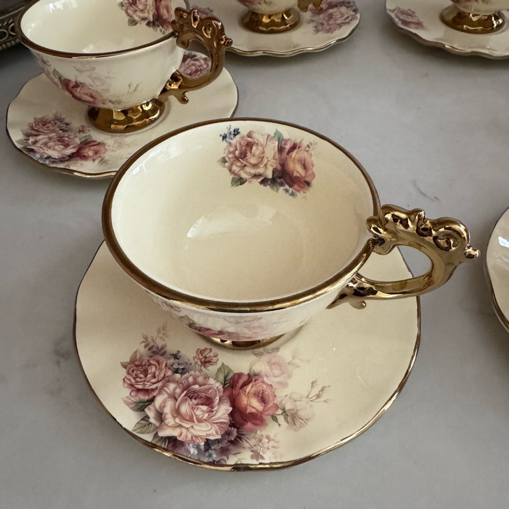 Fanquare Porcelain Tea Cups Set of 6 - Picture 3 of 8